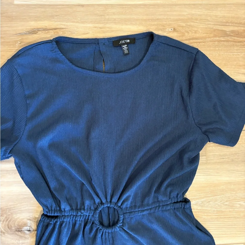 Joe's Jeans Blue Crinkle Wide Leg Jumpsuit O-Ring Sz XL 16 *Flaws